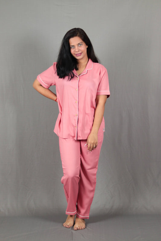 Salmon Pink Long PJ Set