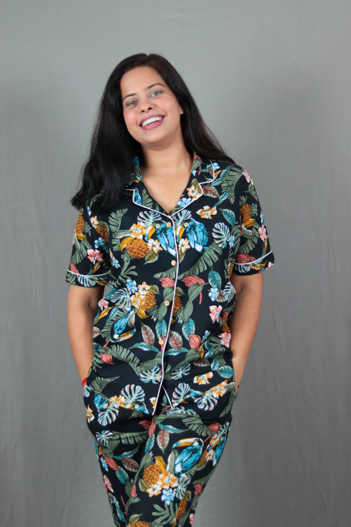 Tropical Print Long PJ Set