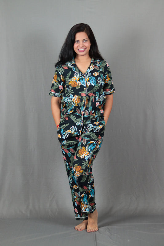 Tropical Print Long PJ Set