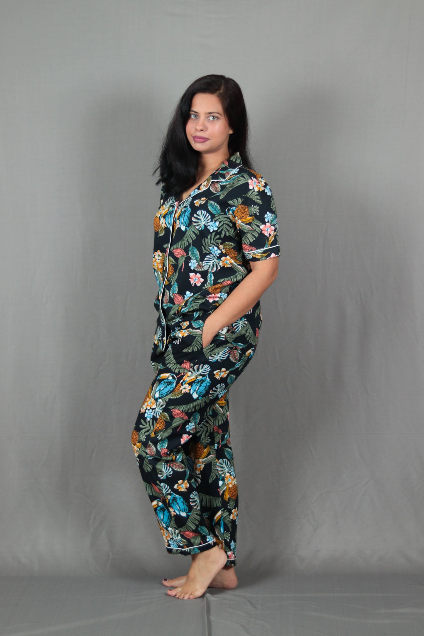 Tropical Print Long PJ Set