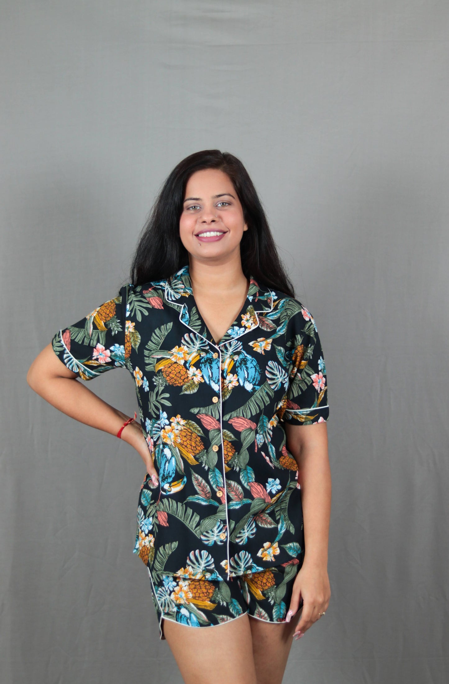 Tropical Print Short PJ Set